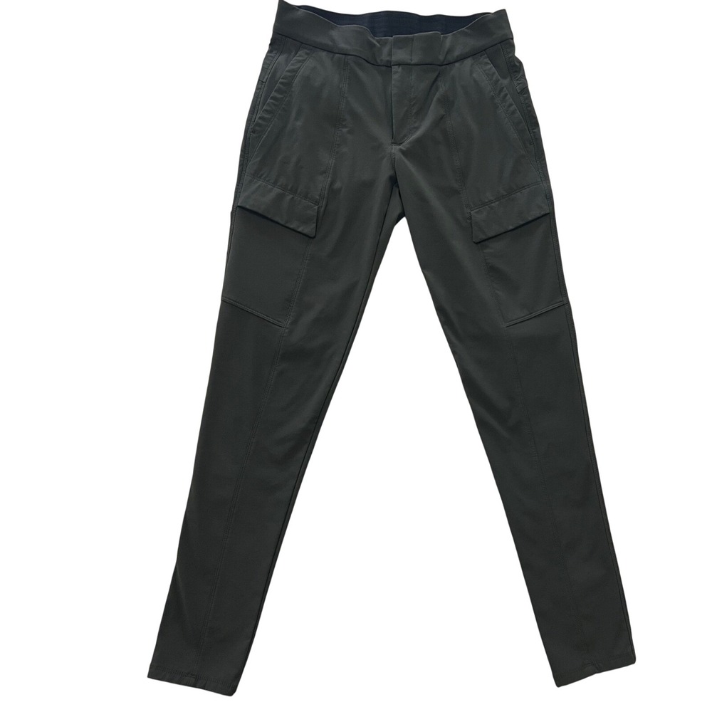 Athleta Cargo Pants Women Size 2 Gray Nylon Spandex Zip Pockets Activewear - Picture 2 of 11